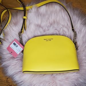 NWT Kate spade small dome crossbody yellow sesame leather